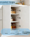 Top Rated Hidden Kitchen Cabinet Door Hinges For Full Overlay Doors With Smooth Self Closing Action and Quick Clip On Install, installed on a cabinet.