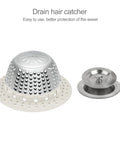 Universal Shower Drain Cover With Slim Hair Catcher And Raised Dome To Snag Strands Soap Chips And Sink Gunk While Keeping Water Flowing Smooth For Easy Rinse And No Sweat Drain Care On Standard Or Pop Up Drains Light Gray with rustproof stainless steel design.
