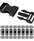 10 Pack 1 Inch Plastic Buckles For Straps With 20 Tri Glide Slide Clips Quick Side Release Fits 1 Inch Nylon Webbing Canvas Straps