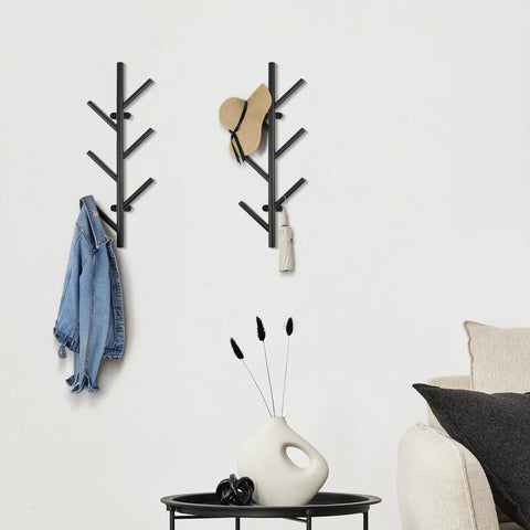 2 Pack Vertical Coat Rack Wall Mount, Metal Slim 16 Inch Wall Hat Rack For Entryways And Closets, Dope Space Saving Organizer