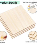 Kickass 18 Pack Premium Basswood Sheets 6 By 6 Inch One Sixteenth Thick Wood Panels stacked, showing smooth surface for crafts.