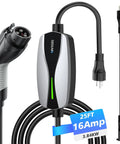 Portable Level 1 Plus Level 2 Electric Vehicle Charger Drops Straight Into Nema 6 20 Outlet And Blasts Out 16 Amp Fast Charge For J1772 Cars with 25ft cord.