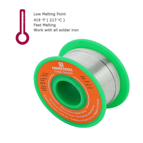 Lead Free Solder Wire With Rosin Core Flux 0.6mm 50g Fine Solder For Electronics DIYers And Repairs Sn99 Ag0.3 Cu0.7 reel