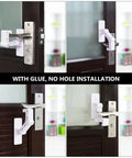 White Plastic Cabinet And Cupboard Door Lock With Reliable Latch, Easy To Use Kid Proof Safety Lock for doors, glue installation