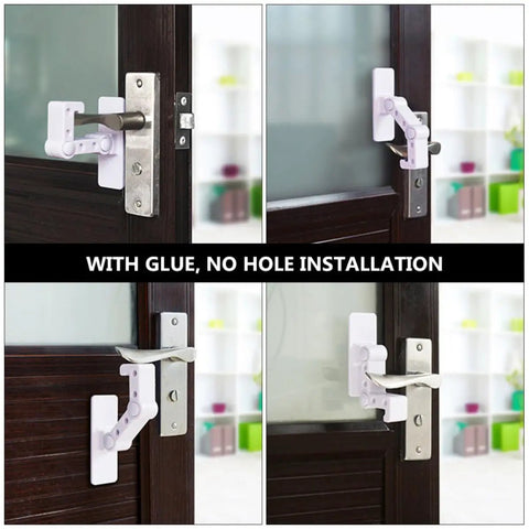 White Plastic Cabinet And Cupboard Door Lock With Reliable Latch, Easy To Use Kid Proof Safety Lock for doors, glue installation