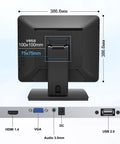Back view of 17 Inch Capacitive Touchscreen Monitor With Ten Point Multi Touch showing VESA mounts and connection ports.
