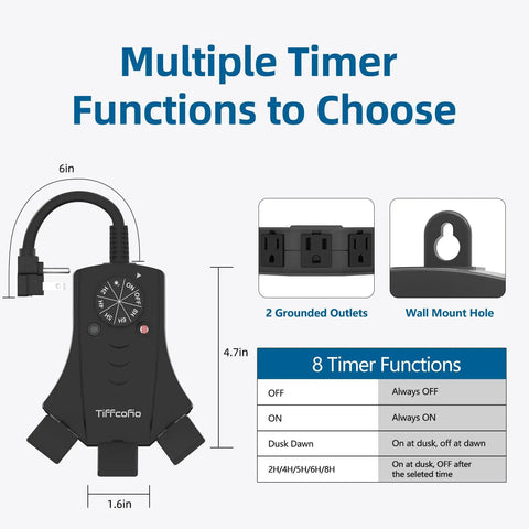 Smooth Operator Weatherproof Premium Outdoor Timer Controller with two grounded outlets and wall mount options.