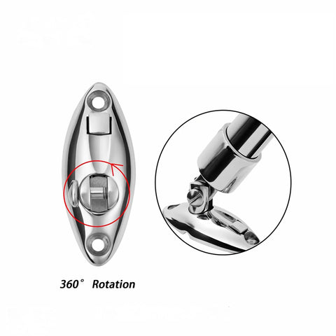 Premium 2 Pack Bimini Top Quick Release Hinge With 316 Stainless Steel Deck Mount Offering Smooth 360 Swivel And Mirror Polish Finish close-up view showing 360-degree rotation feature.