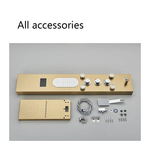 RIBEUJIZS Digital Shower System complete accessories including shower panel, connectors, and hardware components.
