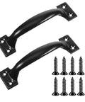 Four Point Seven Inch Iron Gate And Door Handle Set Black For Garage Doors Gates Screens Sheds And Wooden Fences Outdoor Use Two Pack