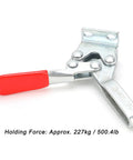 Horizontal Welding Toggle Clamp HT 225D, cold rolled steel plate with PVC handle, 227 kg holding capacity