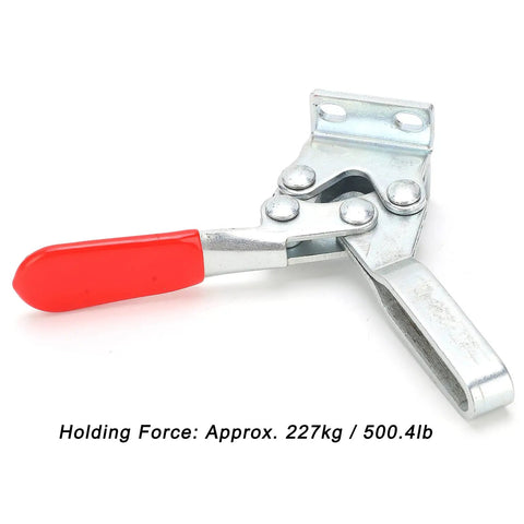 Horizontal Welding Toggle Clamp HT 225D, cold rolled steel plate with PVC handle, 227 kg holding capacity