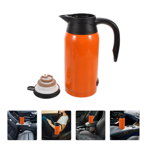 Snag This Game Changing Slick Car Heating Kettle Holding 1000 Ml With A Premium Stainless Steel Shell for brewing on the go.