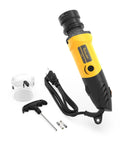 110V TIG Tungsten Electrode Sharpener with Dust Shield, handheld rotary tool with accessories, yellow and black design