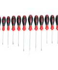 Pro 20 Piece Screwdriver Kit With SoftFinish Grip For Easy Control And Comfort Direct Molded Handles lined up horizontally
