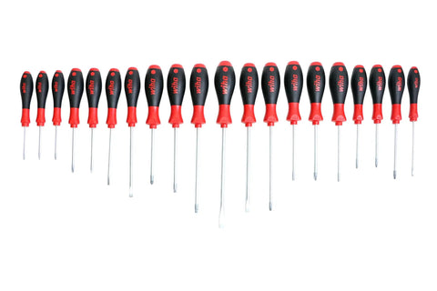 Pro 20 Piece Screwdriver Kit With SoftFinish Grip For Easy Control And Comfort Direct Molded Handles lined up horizontally