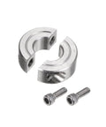 Two Piece Clamp On Shaft Collar For One Quarter Inch Shaft, Eleven Sixteenth Inch Outside Diameter, Five Sixteenth Inch Width, 304 Stainless Steel Axle Collar Clamp, Set Screw Style, Holds Tight, Durable Anti Corrosion Positioner Stop Spacer, with screws