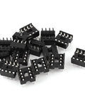 Solder Type Dual Row 8 Pin DIP IC Socket Connector 2.54mm Pitch Pack Of 15, showing robust black plastic housing and metal contacts.