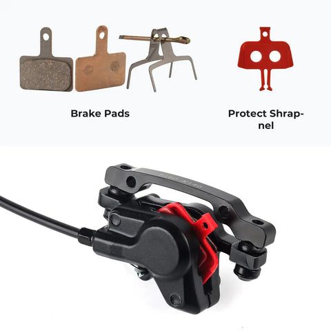 Beefy Hydraulic Disc Brake Set For MTB Fat Bikes And EBikes Two Piston Mineral Oil System showing brake pads and caliper.