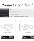 Modern Spiral Flower LED Ceiling Light With Remote Dimmer Flush Mount Fixture For Living Room And Kitchen 29.5 Inch 92W diagram