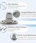 EZ-Xtend marine twist-lock fastener; nickel-plated brass turn button with stainless screws, short-base, 10-pack