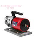 Featuring The Fek-5ND Pneumatic Terminal Crimping Machine, this electric clamp tool showcases a motorized red casing and sturdy base for wire connections.