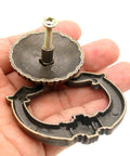 Set Of 4 Vintage Antique Brass Ring Pull Handles For Drawers Cabinets Dressers And Wardrobes Large Size With Disk Base Pumpkin Style