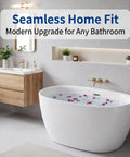 Durable 47 Inch Acrylic Freestanding Bathtub In Gloss White Featuring A Sleek Oval Shape for relaxing soak with rose petals.