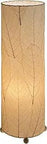 24 Inch Cocoa Leaf Cylinder Table Lamp With Real Cocoa Leaves And Natural Shade For Indoor Use, Bold Textured Pattern