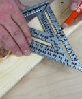 Kill Precision Work With This 7 Inch Speed Square Layout Tool featuring metal edge marking precise angles on wood.