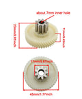 9T 47T Helical Gear Set For Paper Shredders With Double Layer Design, dimensions labeled, showing gear and hole sizes