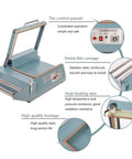 Heavy Duty L Bar Heat Sealer And Shrink Wrapper Machine With Film Racks, 1000W Power impulse wrapper with control panel and stainless steel features.