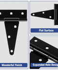 Beefy Four Pack 4 Inch T Strap Hinges Heavy Duty Outdoor Hinges For Wood Gates Barn Fence Shed Doors Black Finish