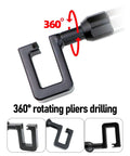 Effortless 21V Cordless Keel Pliers With 360 Rotating Head showing close-up of the rotating jaw for precise drilling.