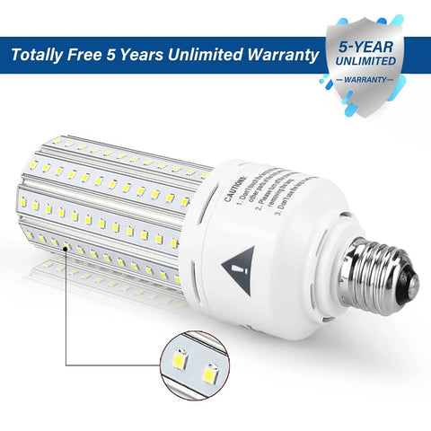 60W Equivalent LED Corn Light Bulb, 7500 Lumens, 5000K Daylight, 500W Incandescent Equivalent, E26/E27 Base, close-up view