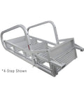 Deluxe Flip Up Dock Ladder 6 Step For Boats And Piers Marine Grade Aluminum With Stainless Hardware Folds Upright To Prevent Damage And Debris Wide Top And Steps For Easy Climbing, 4-step shown