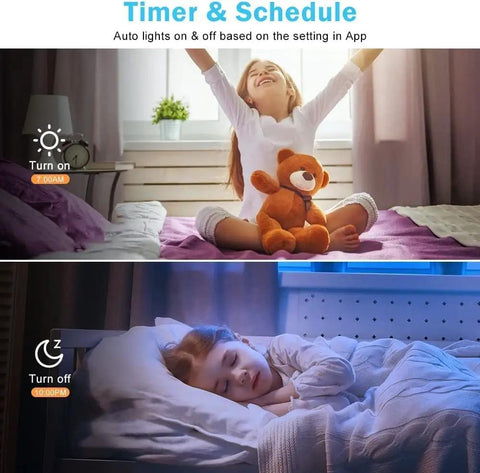 Girl waking at sunrise and sleeping at night with Smart 2 Inch Recessed LED Downlight Kit That Slaps 5W 120V Dimmable