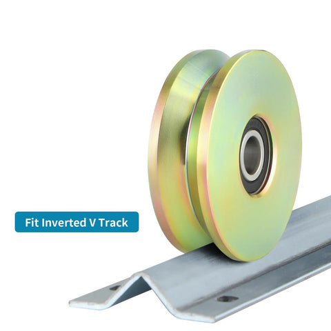 Heavy Duty 4 Inch V Groove Wheel With Double Bearings For Silky Smooth Gate Sliding built for inverted V track support.