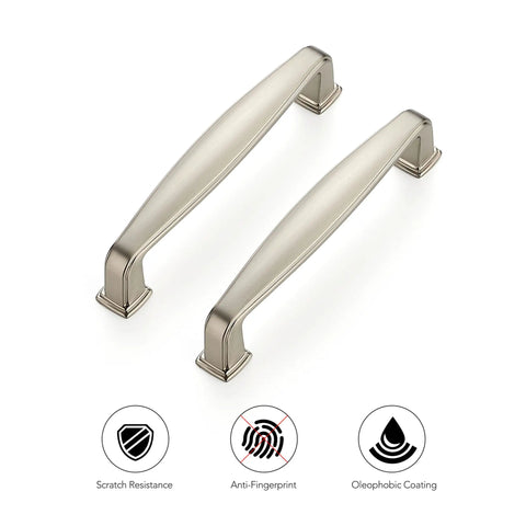 Two 60 Pack Solid 3-3/4 Inch Cabinet Handles in Brushed Nickel with 4-1/4 Inch Overall Length and anti-fingerprint coating