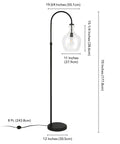 Tall Arc Floor Lamp With Glass Shade In Blackened Bronze And Clear Finish, Dope 70 Inch Standing Lamp with dimensions