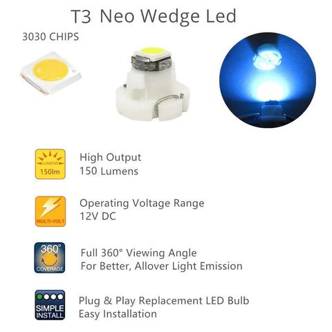 T3 Car Led 10 Pack Ultra Bright T3 LED Bulbs for Car Dash