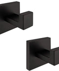 Stainless Steel Towel Hook Rustproof Wall Mounted Coat And Towel Hanger Square Matte Black Heavy Duty Door Hanger 2 Pack