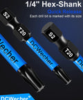 10 Pack 2 Inch T20 Torx Bit Set For Impact Driver Magnetic Star Design Pro Grade S2 Alloy Steel with hex shank, front view