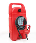 34 Gallon Fuel Caddy With Portable Design Manual Transfer Pump And 10 Ft Delivery Hose On Wheels Diesel And Gas Storage For ATVs Cars Lawn Mowers Boats Red