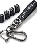 Mercedes Benz Tire Valve Caps And Metal Keychain Set Durable Copper Die Cast Valve Stem Covers Dustproof And Corrosion Resistant Car Tire Air Valve Caps Accessories Fits CLK GLK AB AMG Series