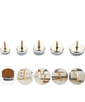 Top Shelf Screw On Floor Protectors And Table Glides 24 Pack Universal Furniture Leg Pads With Silky Felt Bottoms No Sweat Setup To Shield Hardwood Floors From Daily Wear And Tear, showing metal and felt pads.