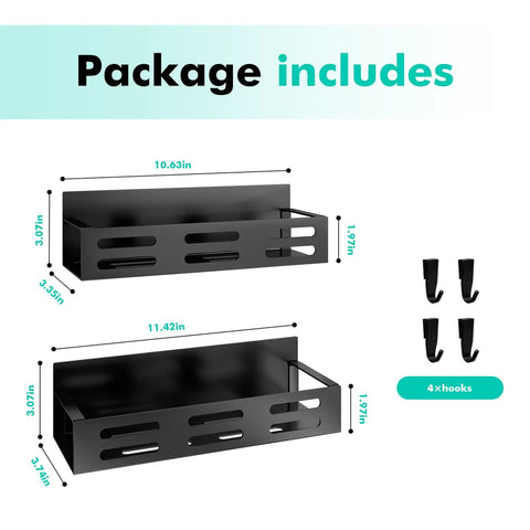 Heavy Hitter 2 Pack Magnetic Spice Rack For Refrigerator Rugged Black Fridge Shelf And Kitchen Cabinet Organizer Clean Holder For Spices Sauces And Pantry Herb Storage
