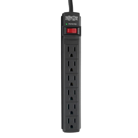 Six Outlet Surge Protector Power Strip With Six Foot Cord Black No Brainer Lifetime Guarantee And Ten Thousand Insurance Coverage