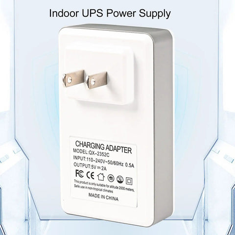 Top Tier Portable Ups Adapter With 1200mAh Emergency Backup For Router Camera Modem 2A Usb Output Flame Retardant Shell side view showing plug and specs.
