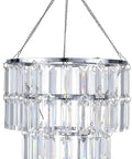 Plug In Modern Crystal Pendant Chandelier Light With Faux Crystal Drops, 10.25 W x 11.5 H, showing clear drops and hanging chain.